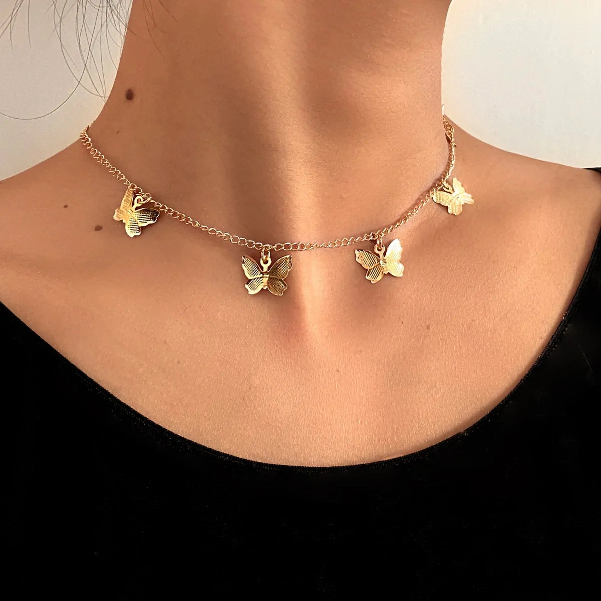 Gold Chain Butterfly Pendant Necklace